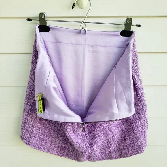 Alice and Olivia lavender tweed mini skirt fully lined - Picture 7 of 9